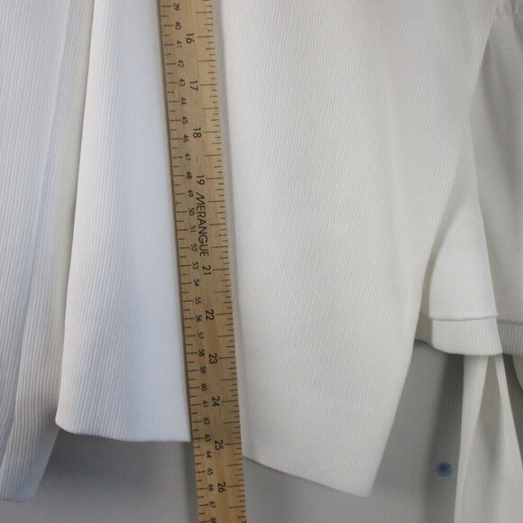 Club Monaco Tie Waist Blazer Women S White Open Front Ribbed Jacket Texture 442 - Picture 12 of 13